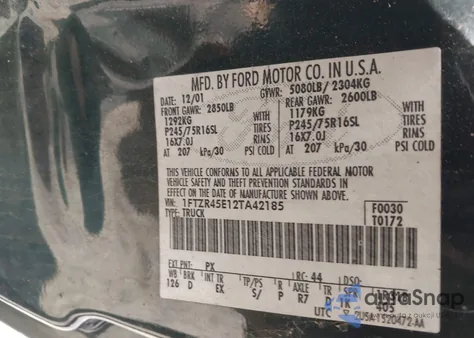 2002 Ford Ranger Edge/Xlt из США, поврежденный, VIN 1FTZR45E12TA42185